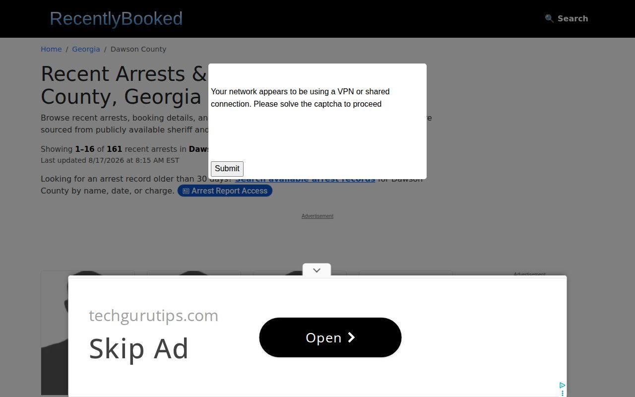 RecentlyBooked Dawson County crime news and mugshots local section