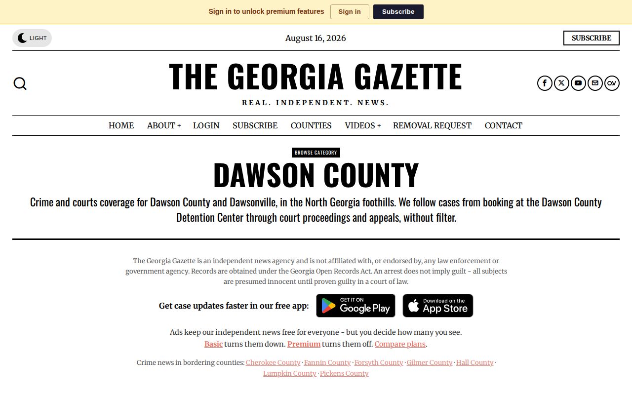 Independent Georgia Gazette Dawson County crime news page
