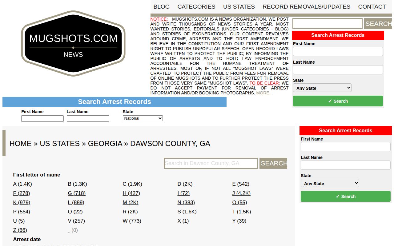 Mugshots.com historical Dawson County crime news and mugshots archive