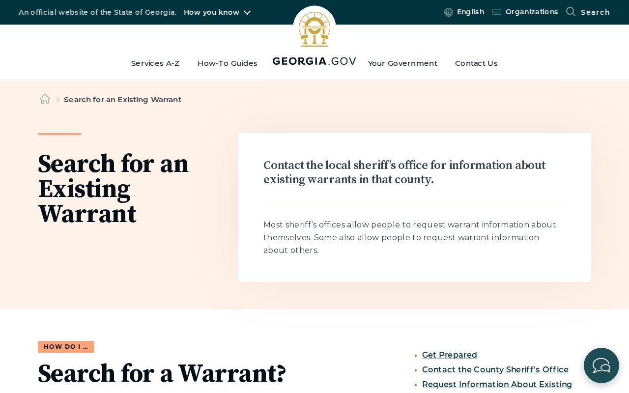 Georgia official warrant search guidance for Dawson County questions